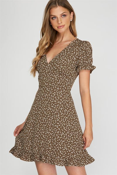 Brown floral dress