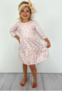 PREORDER Blush leopard girls dress