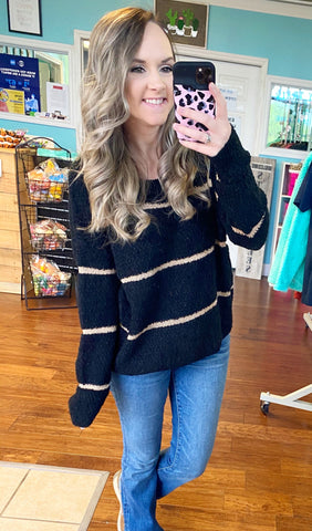 Black and gold striped sweater