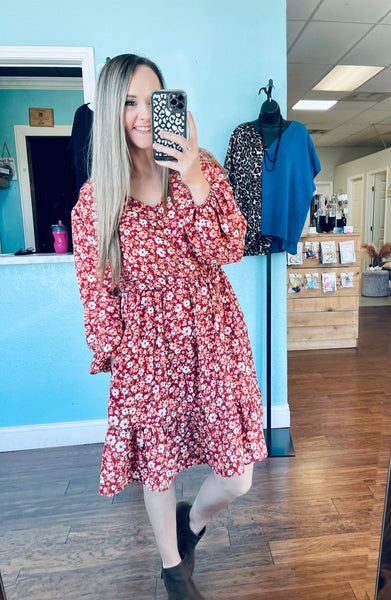 Burgundy Floral dress
