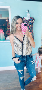 Brown snake print body suit