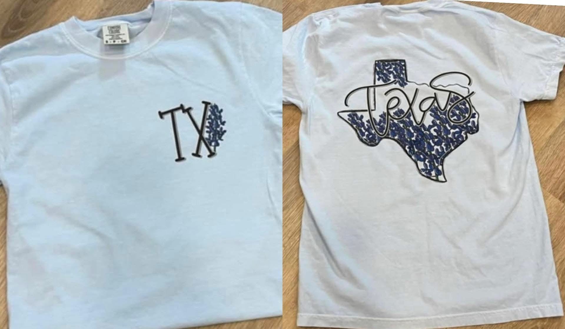 PREORDER TX TEXAS BLUEBONNET FRONT AND BACK