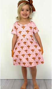 PREORDER Pink highland girls dress