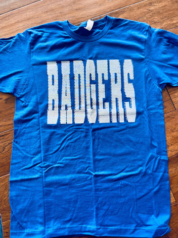 PREORDER BADGERS GRAY ON WHITE SPANGLE T-SHIRT
