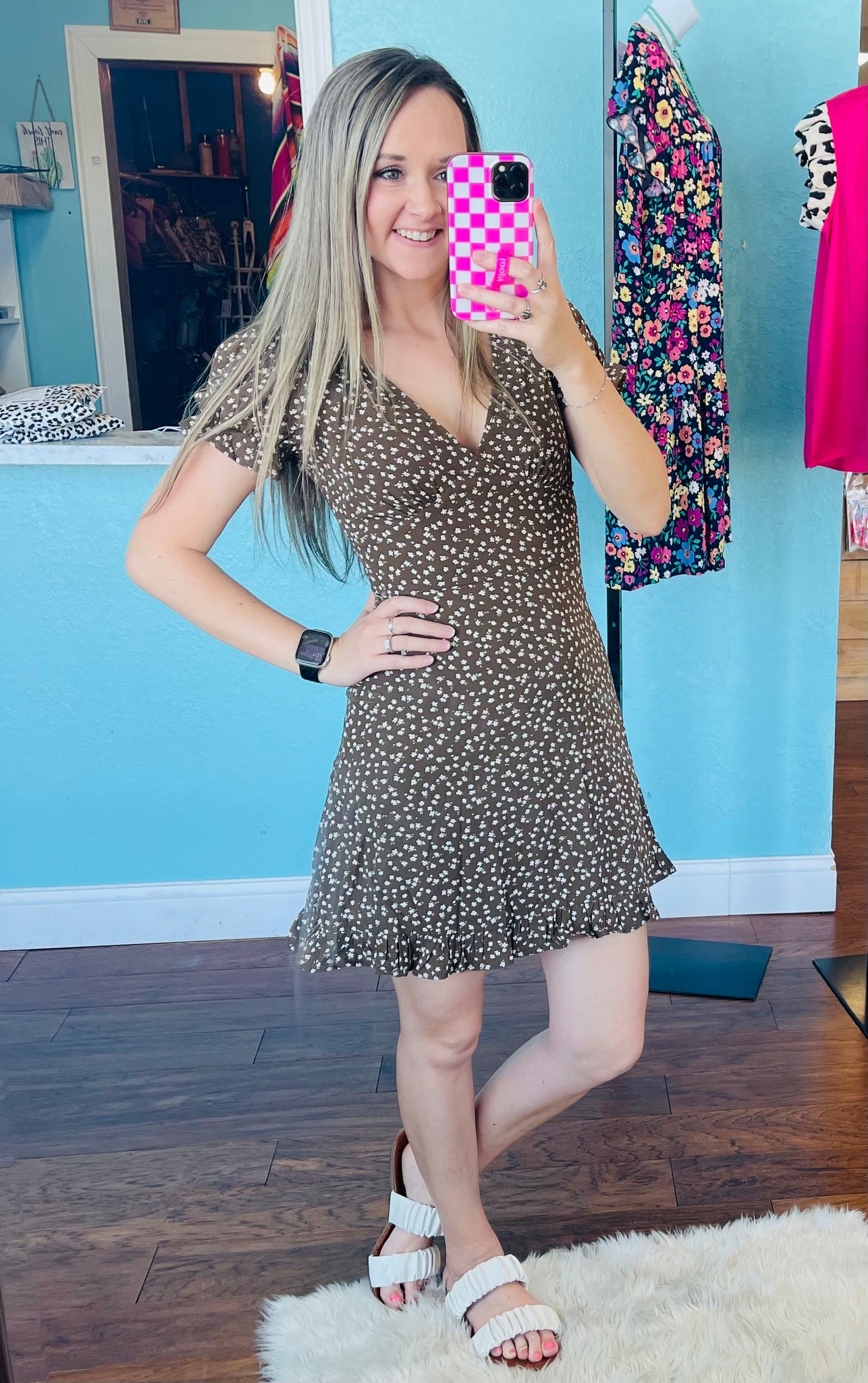 Brown floral dress