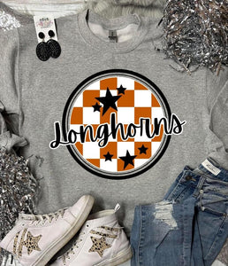 PREORDER LONGHORNS CHECKERED SWEATSHIRT