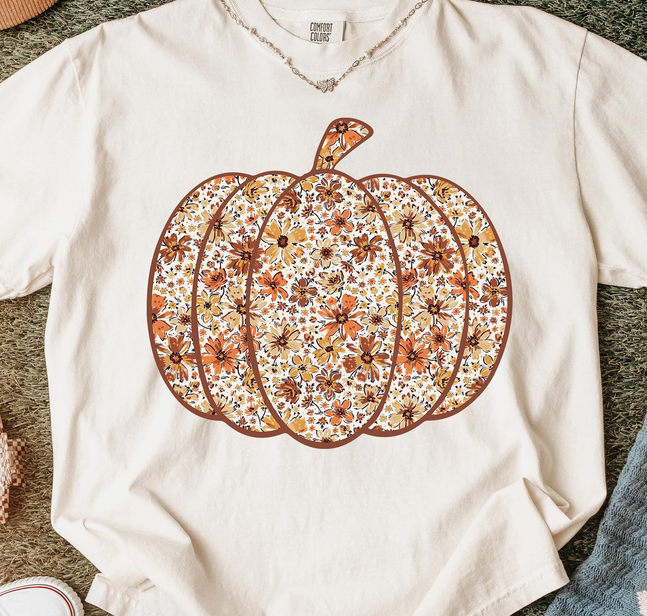 PREORDER FLORAL AUTUMN PUMPKIN COMFORT COLOR TEE