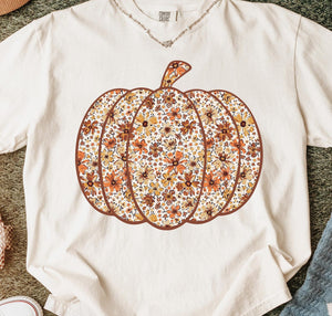 PREORDER FLORAL AUTUMN PUMPKIN COMFORT COLOR TEE