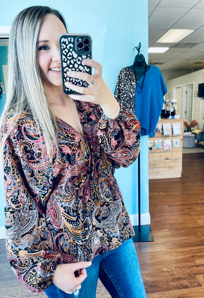 Paisley peplum top