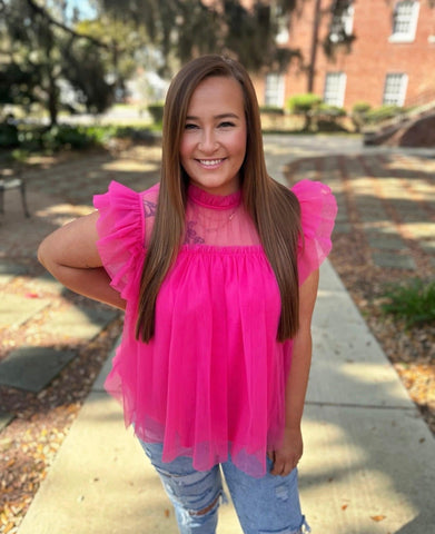 PREORDER PINK RUFFLE TULLE TOP