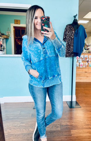 Ocean blue pocket hoodie