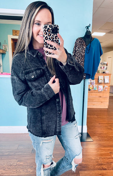 Corduroy black shacket