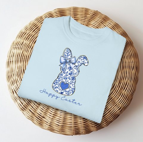 PREORDER HAPPY EASTER BLUE FLORAL BUNNY
