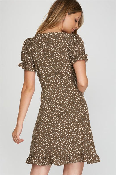 Brown floral dress
