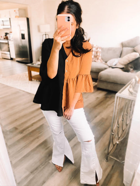 Addison asymmetrical babydoll blouse