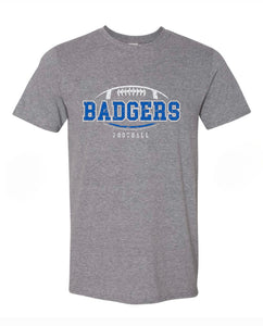 PREORDER BADGERS FOOTBALL DISTRESSED GREY REGULAR TEE