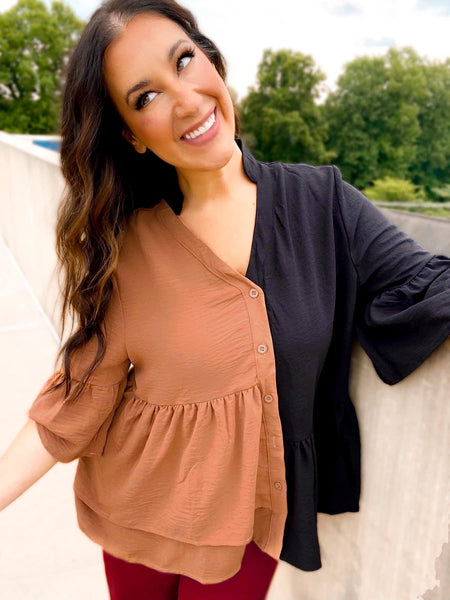 Addison asymmetrical babydoll blouse