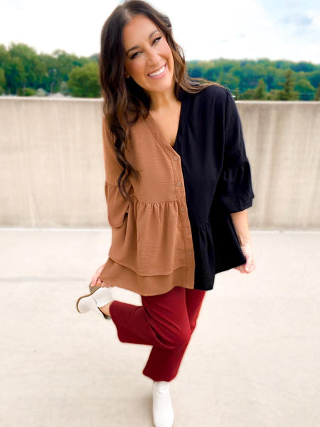 Addison asymmetrical babydoll blouse