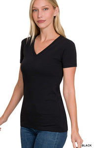 Basic black v neck top