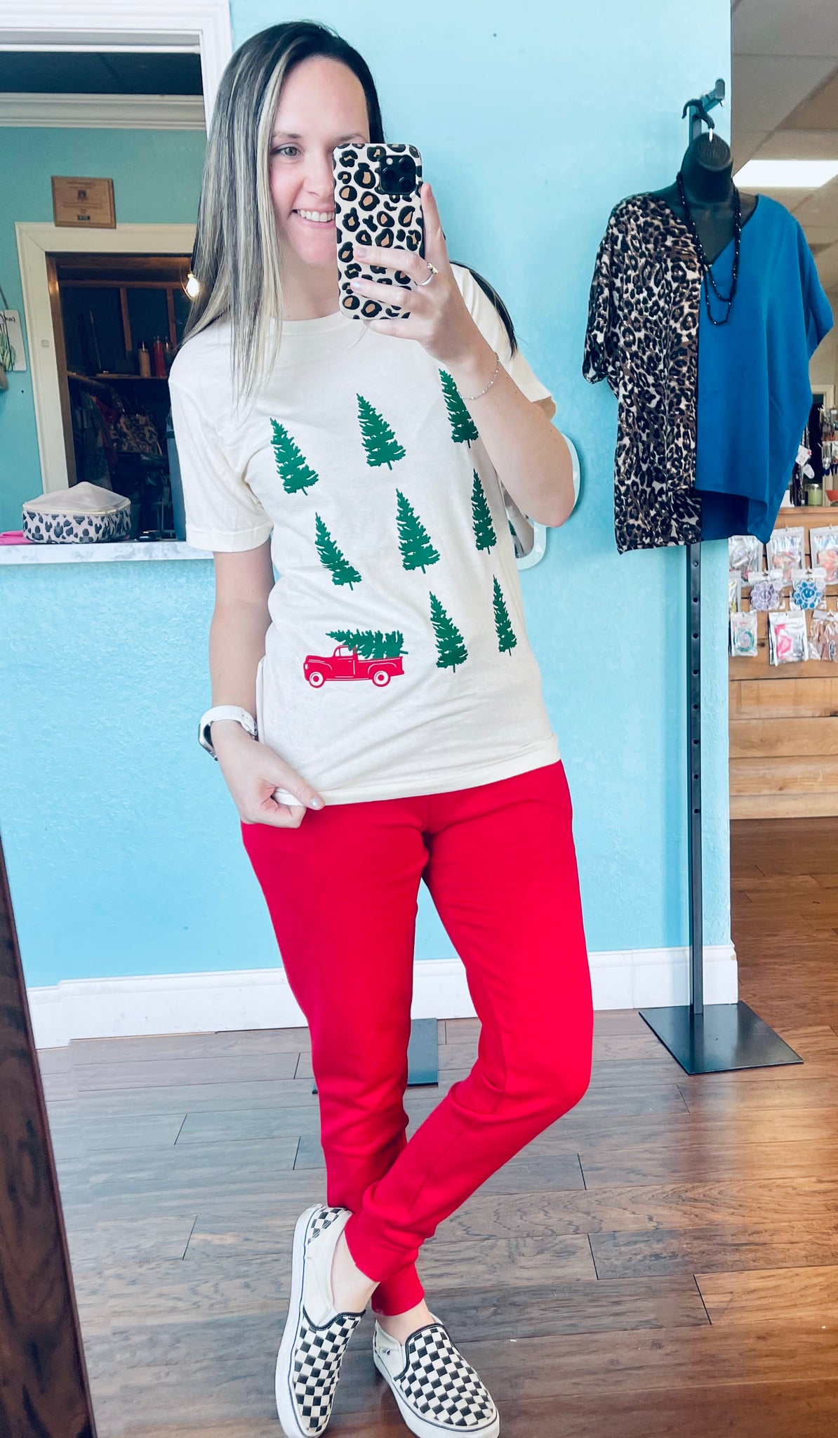 Christmas truck & trees T-shirt