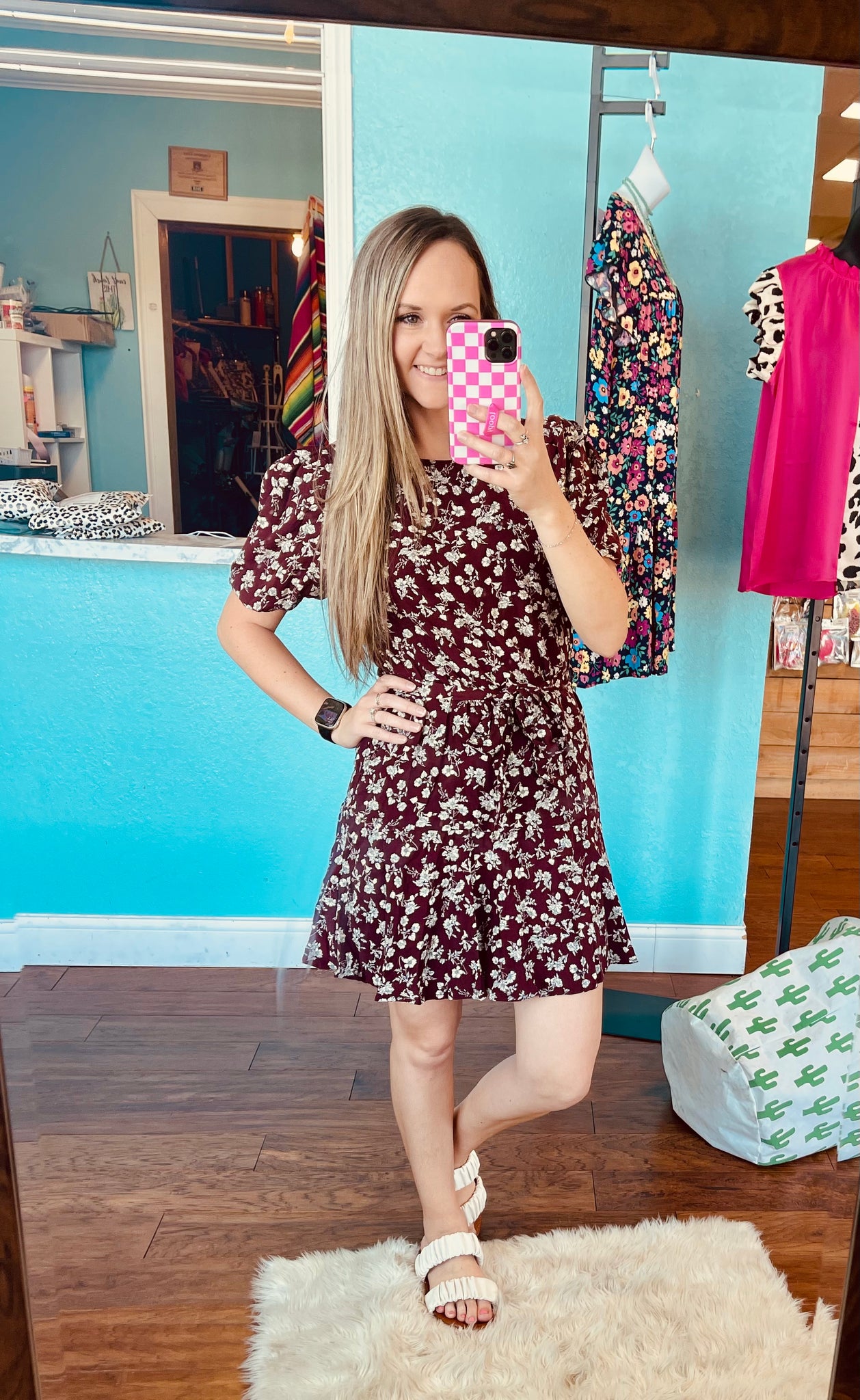 Wine floral dress