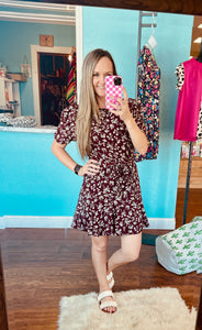 Wine floral dress