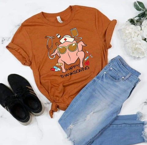 PREORDER MEDICAL HAPPY THANKSGIVING TURKEY FRIENDS T-SHIRT