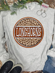 PREORDER LONGHORN LEOPARD CIRCLE SWEATSHIRT