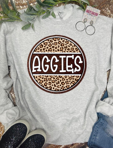 PREORDER AGGIES LEOPARD PRINT CIRCLE SWEATSHIRT