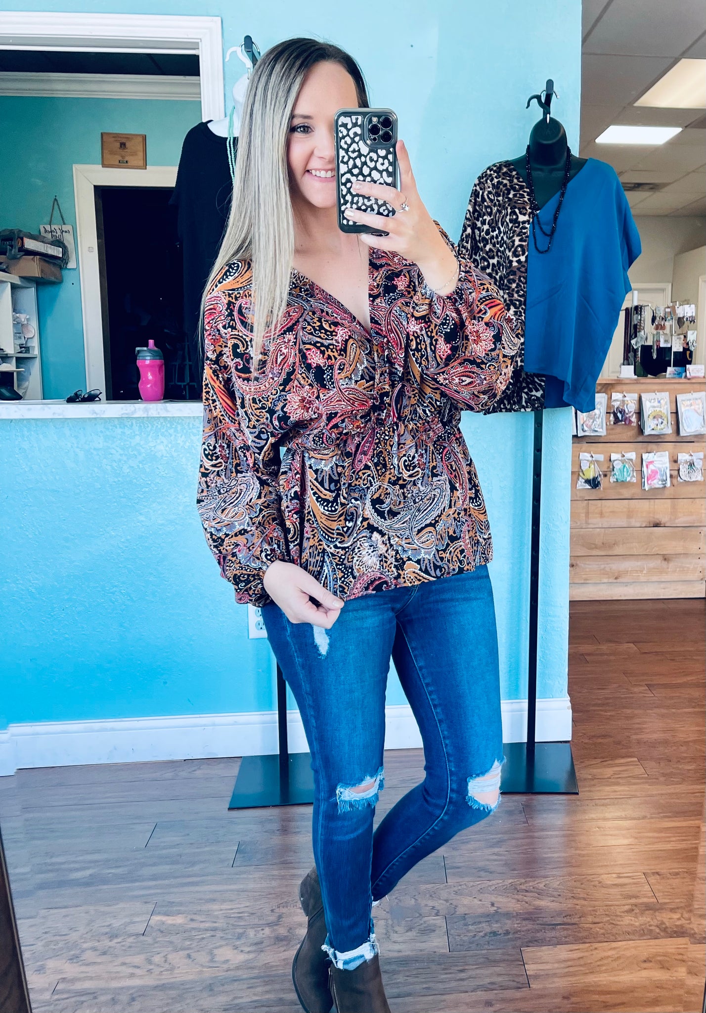 Paisley peplum top