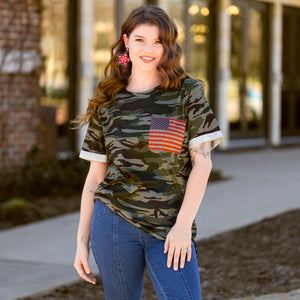 INSTOCK CAMO FLAG POCKET TOP
