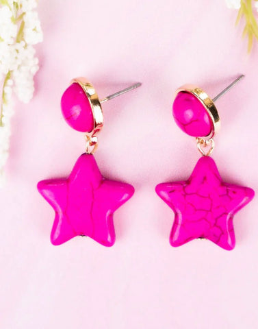 Pink star earrings