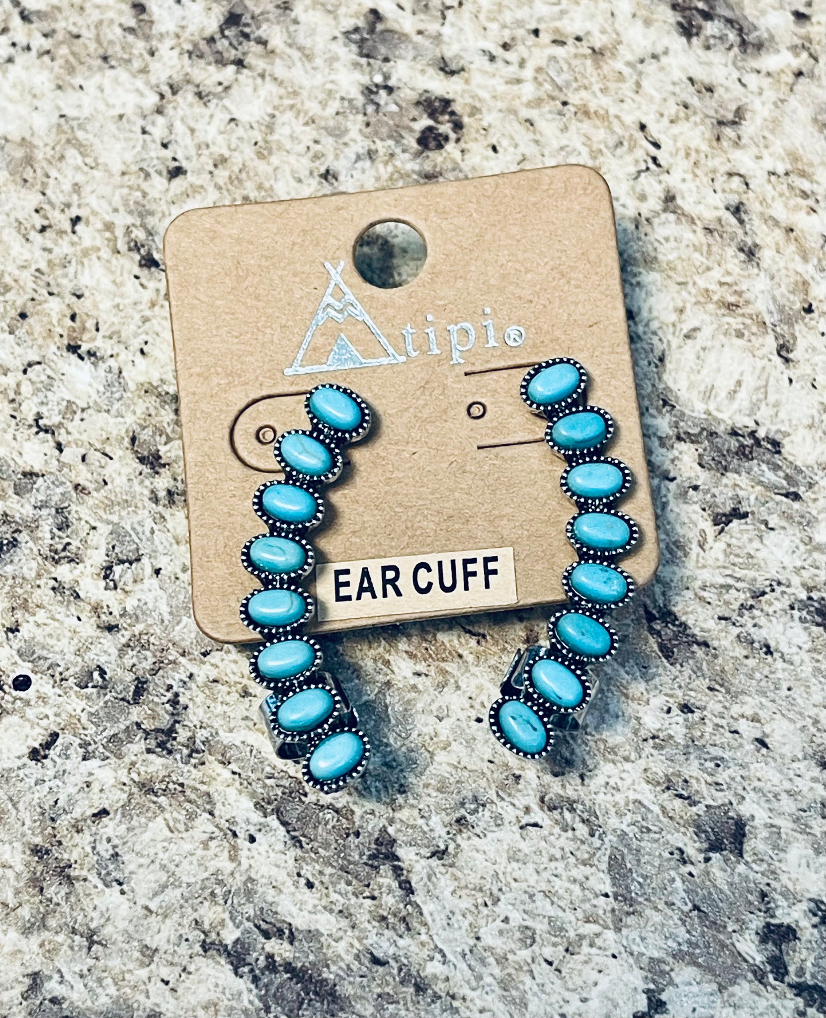 Turquoise stone ear cuff earrings
