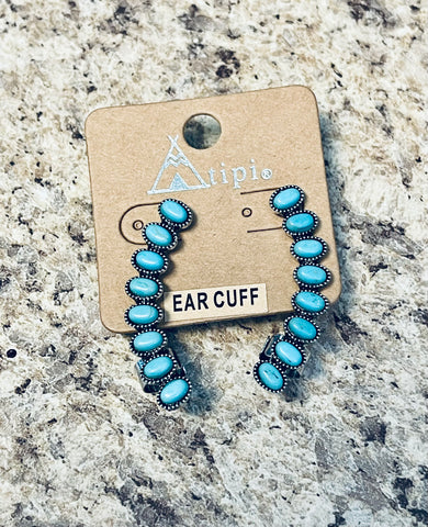 Turquoise stone ear cuff earrings