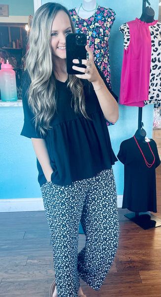Black peplum top