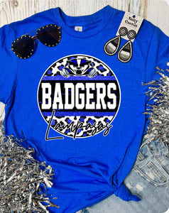 PREORDER CIRCLE BADGERS LEOPARD KIDS T-SHIRT