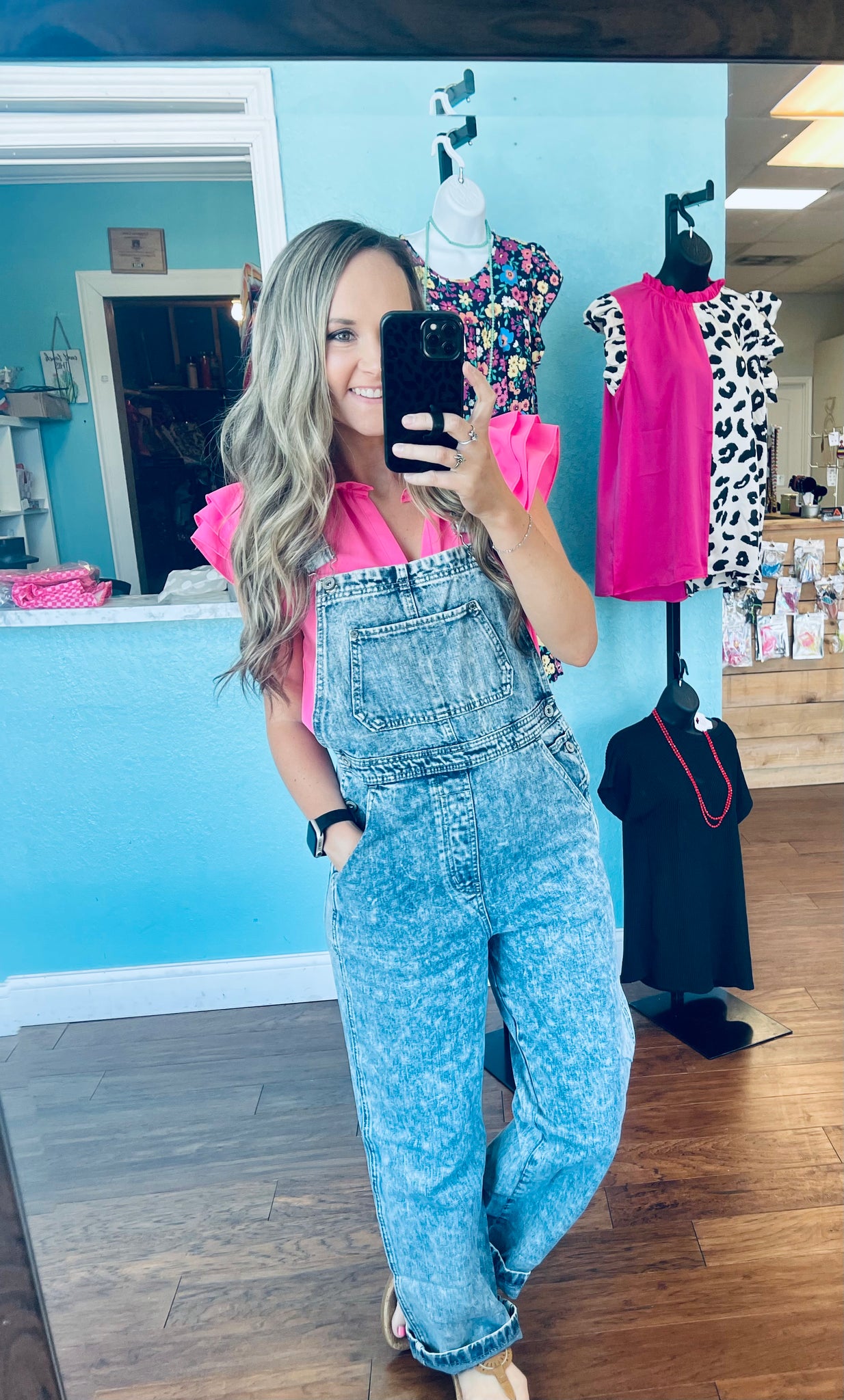 Washed boyfriend overalls