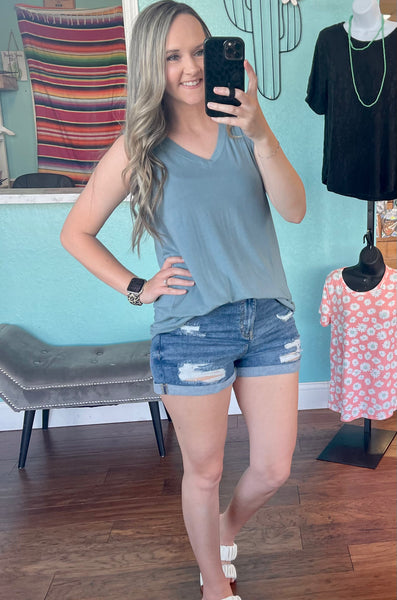 Blue grey tank top