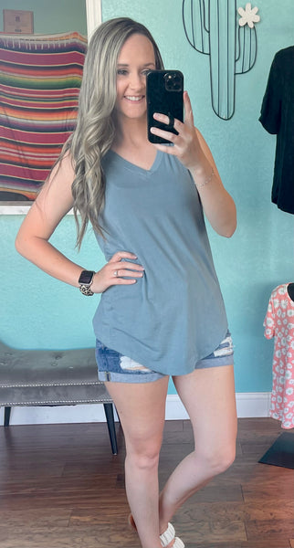 Blue grey tank top
