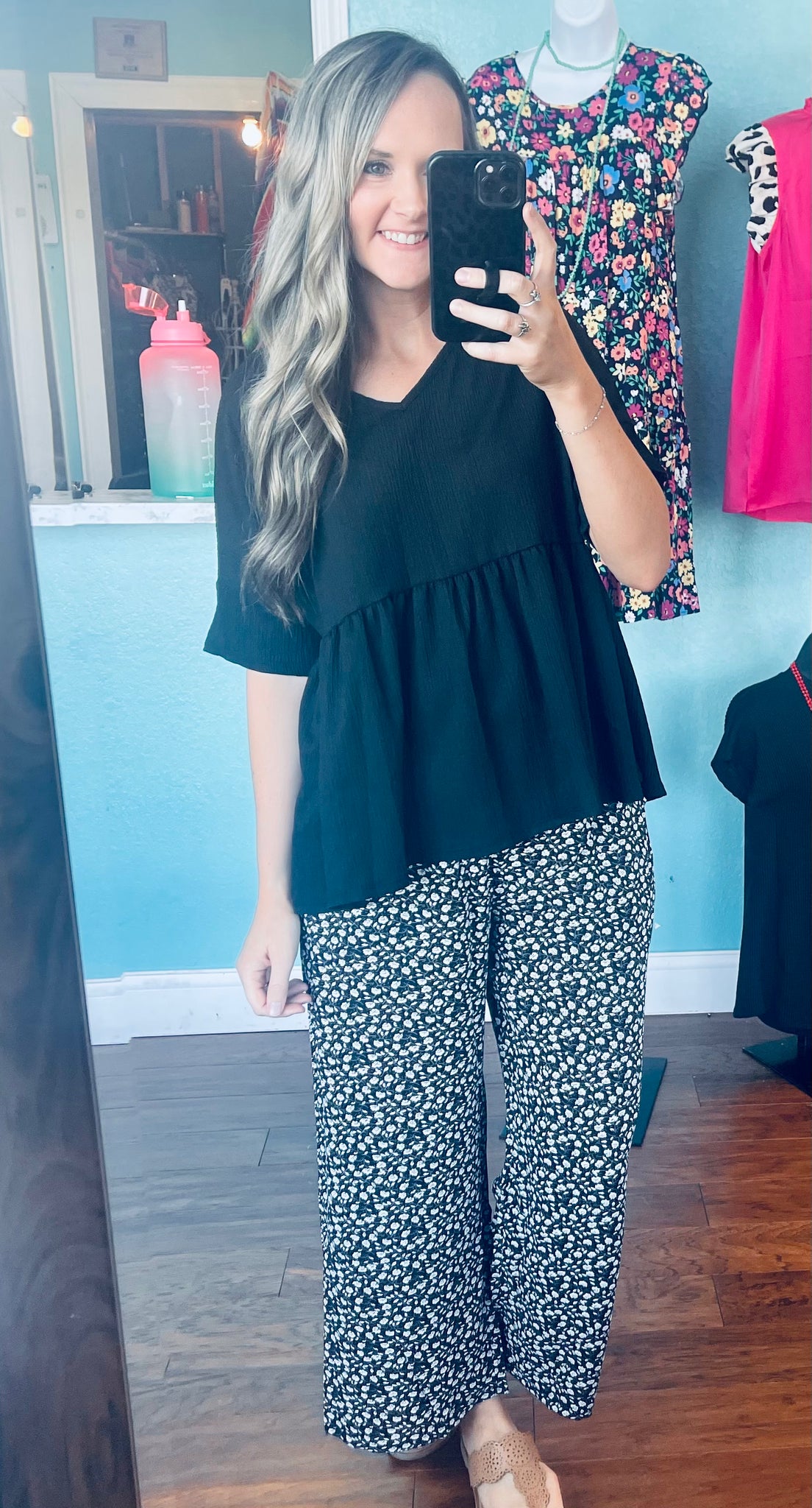 Black peplum top