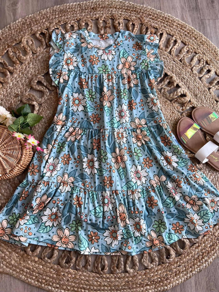 Blue floral pocket dress