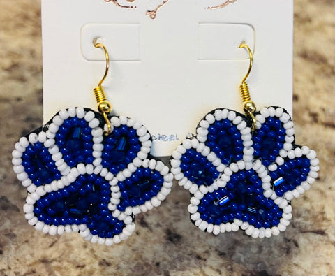 Blue paw print  earrings