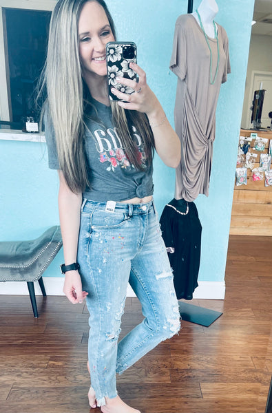 Judy blue paint splatter jeans