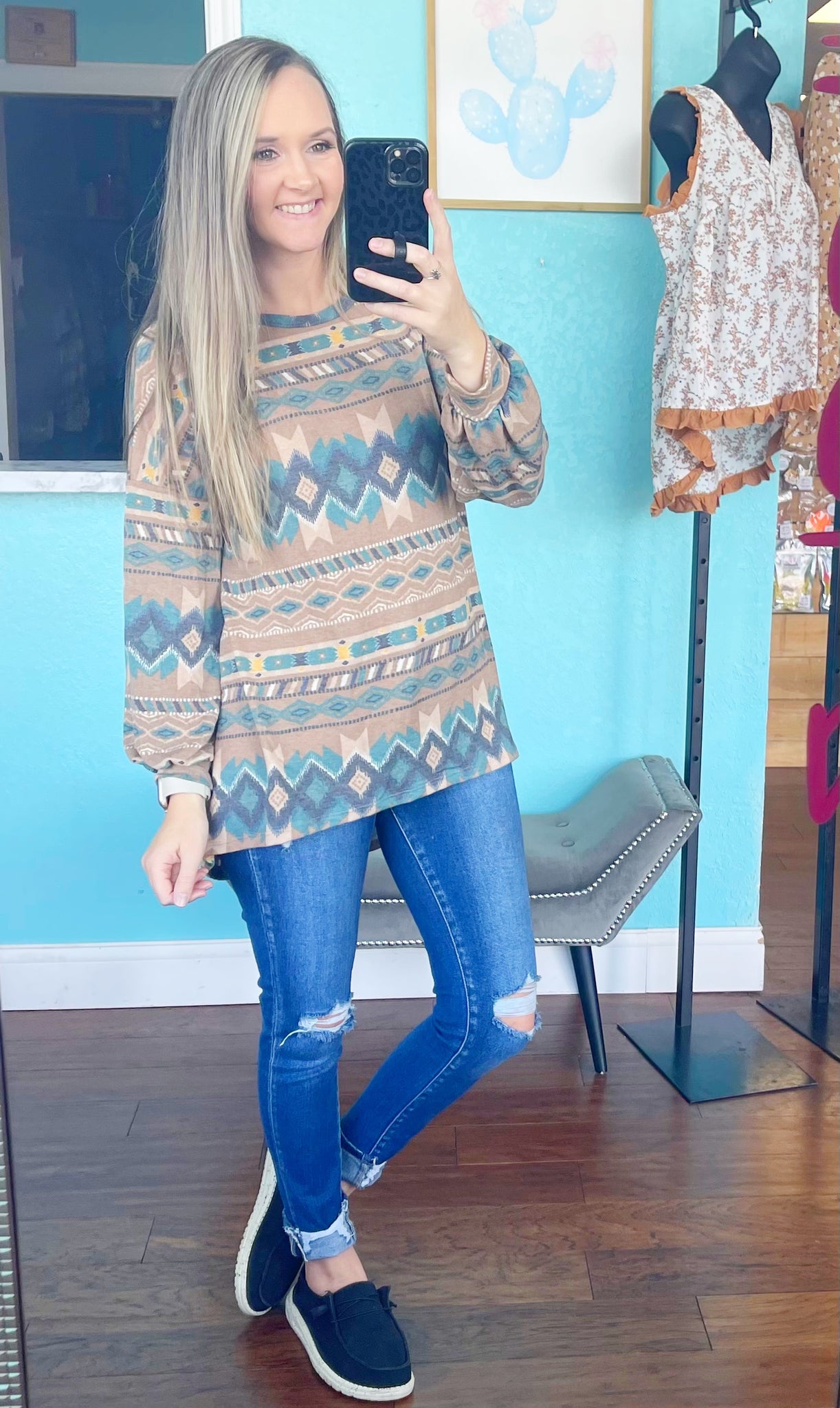 Taupe Aztec top