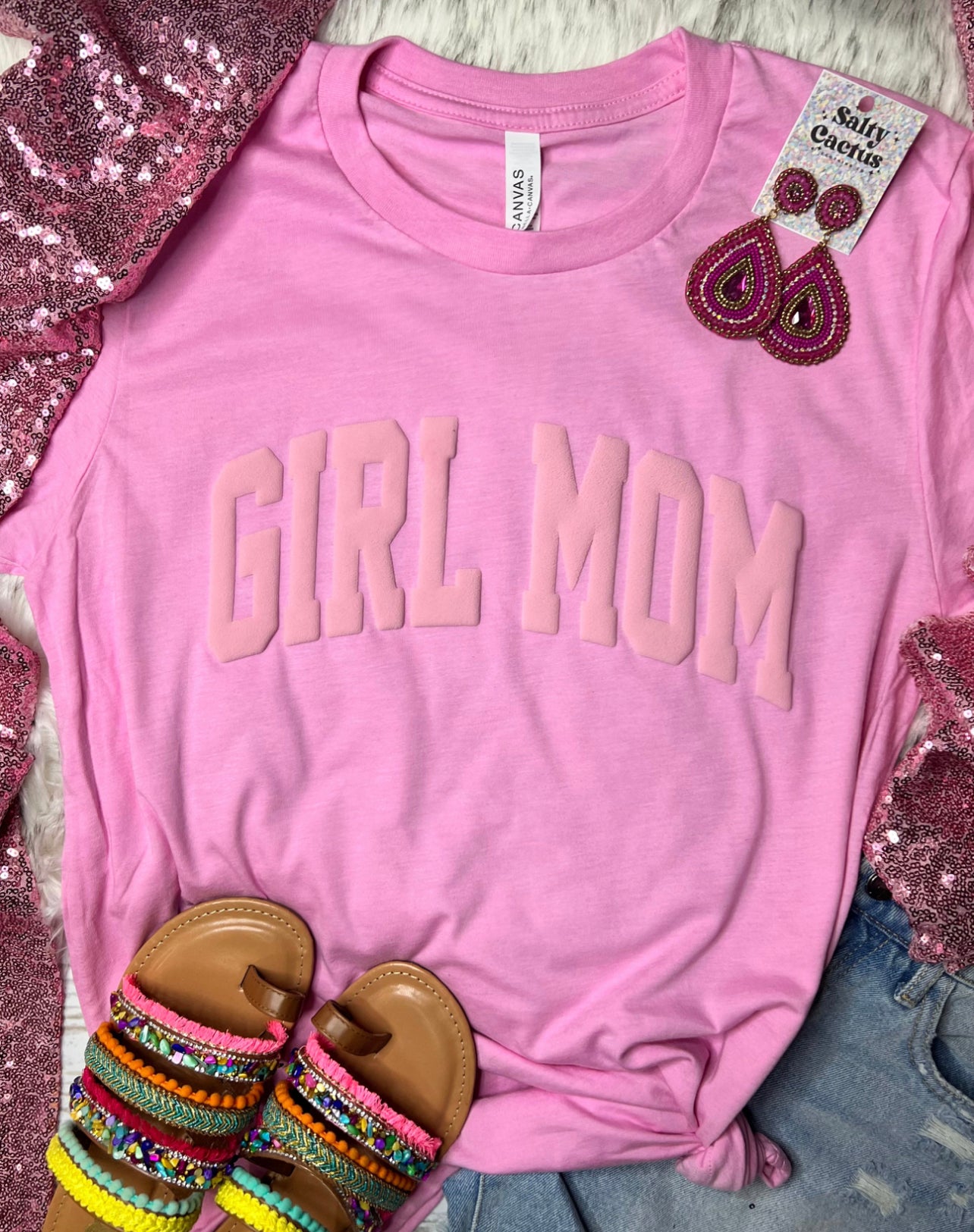 PREORDER GIRL MOM PINK PUFF T-SHIRT