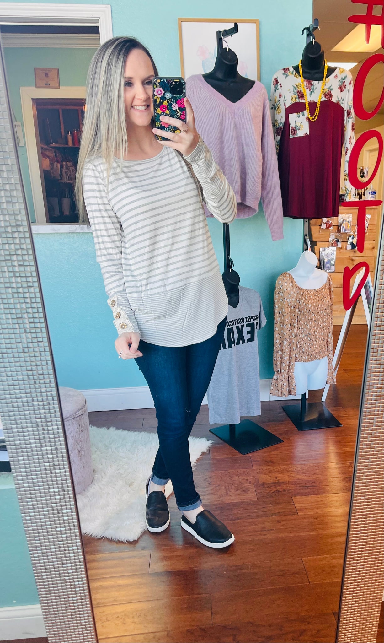 Grey striped top