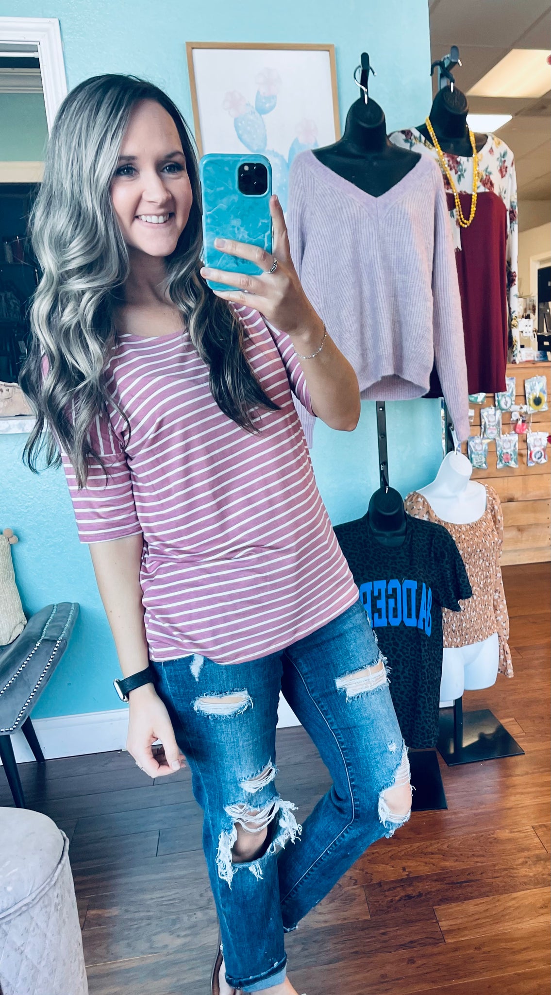 Mauve striped top