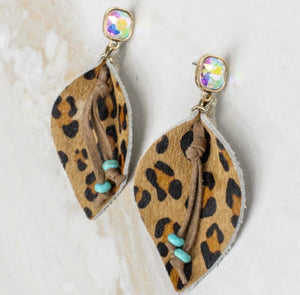 Leopard hide earrings
