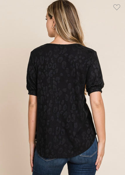 Black leopard top