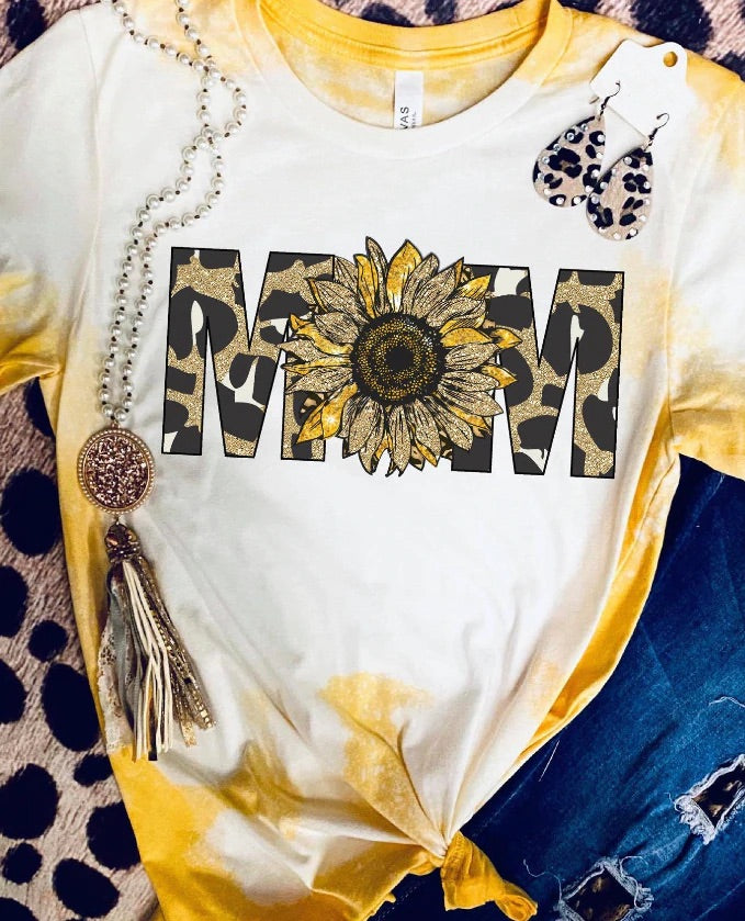 PREORDER bleach sunflower leopard mom T-shirt